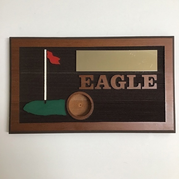 Unbranded Other - Vintage Eagle Wood Wall Plaque Award Trophy Golf Ball Holder First Eagle Blank